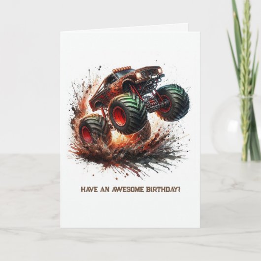 Monster Truck Birthday Karte (Vorderseite)