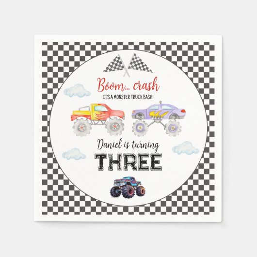 Monster Truck Birthday Monster Truck Serviette (Vorderseite)