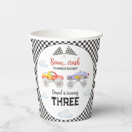 Monster Truck Birthday Pappbecher (Vorderseite)