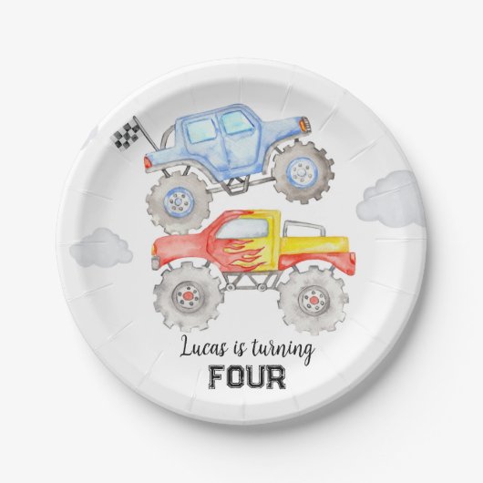 Monster Truck Birthday Pappteller (Vorderseite)