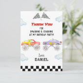 Monster Truck Birthday Party Danke Karten (Stehend Vorderseite)