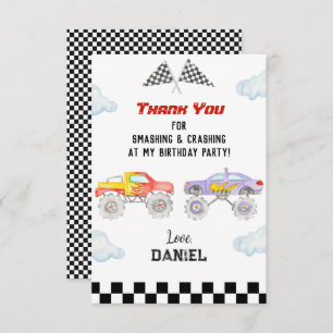 Monster Truck Birthday Party Danke Karten