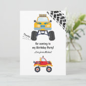 Monster Truck Birthday Party Dankeskarte (Stehend Vorderseite)