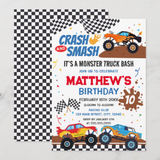 Monster Truck Birthday Party Invitation Einladung