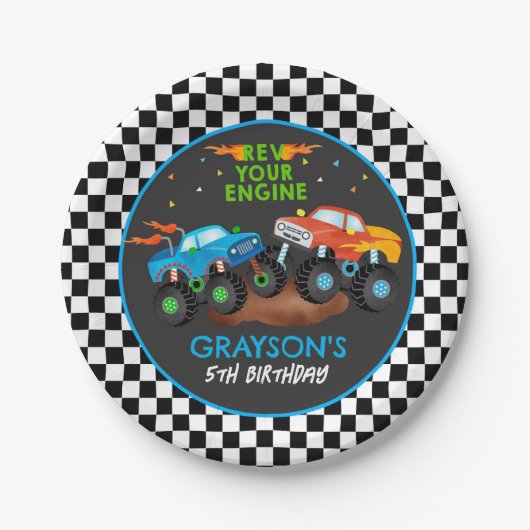 Monster Truck Birthday Party Paper Teller (Vorderseite)