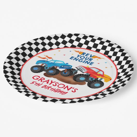 Monster Truck Birthday Party Paper Teller (Schrägansicht)