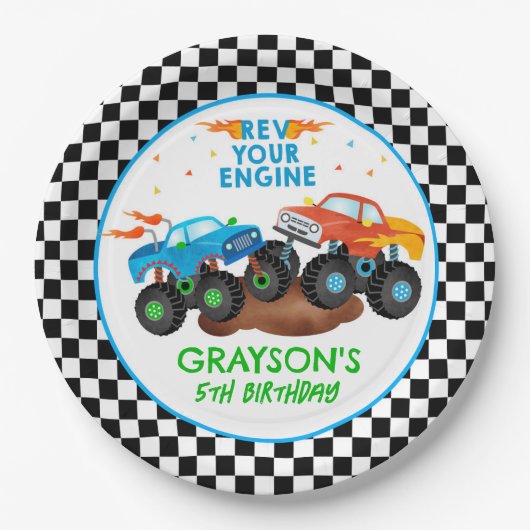 Monster Truck Birthday Party Paper Teller (Vorderseite)