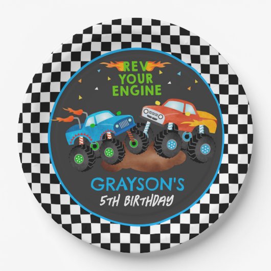 Monster Truck Birthday Party Paper Teller (Vorderseite)