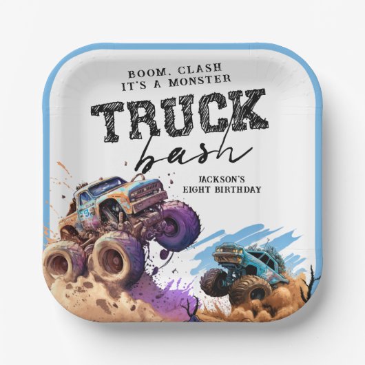 Monster Truck Birthday Party Pappteller (Vorderseite)