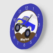 Monster Truck Blue Boys Toddler Nursery Room  Große Wanduhr (Winkel)