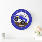 Monster Truck Blue Boys Toddler Nursery Room  Große Wanduhr (Zuhause)