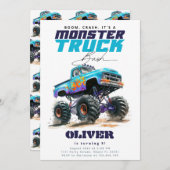 Monster Truck Blue Geburtstag Einladung (Vorne/Hinten)