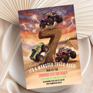 Monster Truck Boom Crash 7. Geburtstag Einladung