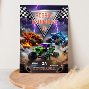 Monster Truck Boom Crash Geburtstag für jedes Alte Einladung