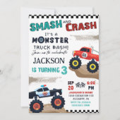 Monster Truck Boy 3. Geburtstag Party Einladung (Vorderseite)