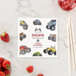 Monster truck, boy any age birthday serviette