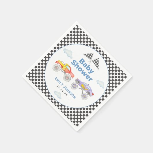 Monster Truck Boy Babydusche Serviette (Ecke)