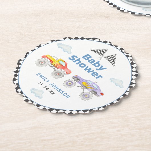 Monster Truck Boy Babydusche Untersetzer (angewinkelt)