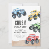 Monster Truck Boy Birthday Einladung (Vorderseite)