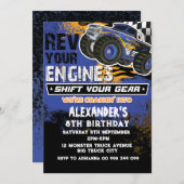 Monster Truck Boy Blue Einladung (Vorne/Hinten)