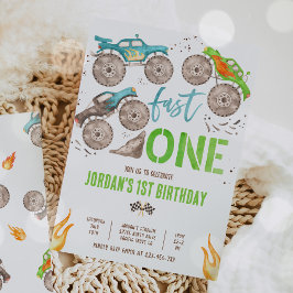 Monster Truck Boy Fast 1 1. Geburtstag Party Einladung