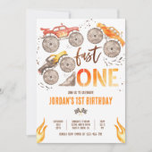 Monster Truck Boy Fast One 1st Birthday Party Einladung (Vorderseite)