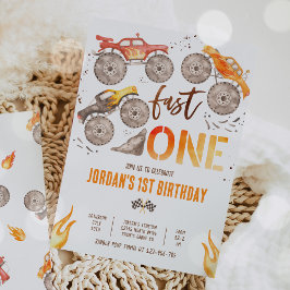 Monster Truck Boy Fast One 1st Birthday Party Einladung