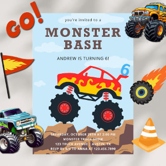 Monster Truck Boy Geburtstagsparty Einladung