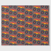 Monster Truck Boy Geburtstagsparty Geschenkpapier (Flach)