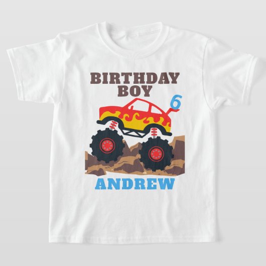 Monster Truck Boy Geburtstagsparty T-Shirt (Ablage )