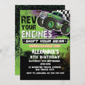 Monster Truck Boy Green Einladung (Vorne/Hinten)
