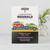 Monster Truck Boy Racing Birthday Jam Einladung (Stehend Vorderseite)