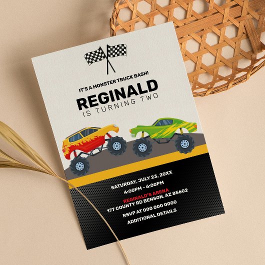 Monster Truck Boy Racing Birthday Jam Einladung