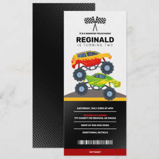 Monster Truck Boy Racing Birthday Jam Ticket Einladung