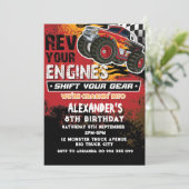 Monster Truck Boy Red Einladung (Stehend Vorderseite)