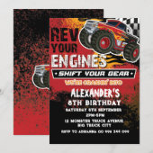 Monster Truck Boy Red Einladung (Vorne/Hinten)