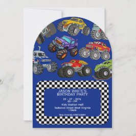 Monster Truck Boys Birthday Invitation Einladung