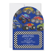 Monster Truck Boys Geburtstagseinladung 