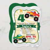 Monster Truck Boys Geburtstagsparty Einladung (Vorne/Hinten)