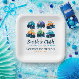 Monster Truck Boys Niedliche Jungen Geburtstag Pappteller