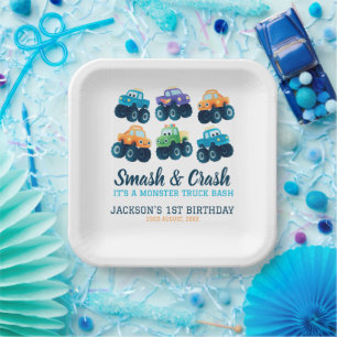 Monster Truck Boys Niedliche Jungen Geburtstag Pappteller