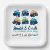 Monster Truck Boys Niedliche Jungen Geburtstag Pappteller (Vorderseite)
