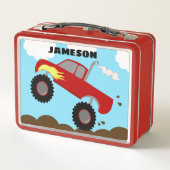 Monster Truck Boys Red Lunchbox Craft Supply Box (Rückseite)