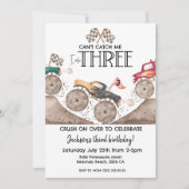 Monster Truck Can't catch me, I am three birthday  Einladung (Vorderseite)