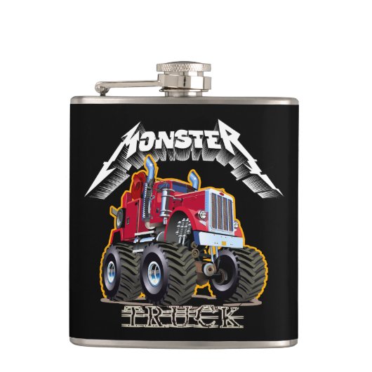 Monster-Truck-Cartoon Flachmann (Vorderseite)