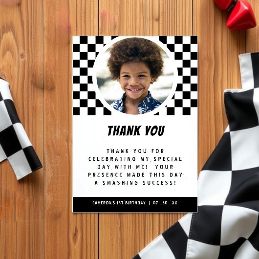 Monster Truck Checked Foto Dankeskarte