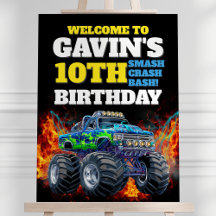 Monster Truck Cool Blue 10. Geburtstag Begrüßungsz