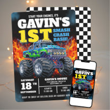Monster Truck Cool Blue 1. Geburtstag Personalisie