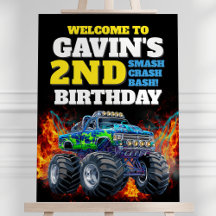 Monster Truck Cool Blue 2. Geburtstag Begrüßungsze