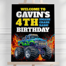 Monster Truck Cool Blue 4. Geburtstag Begrüßungsze